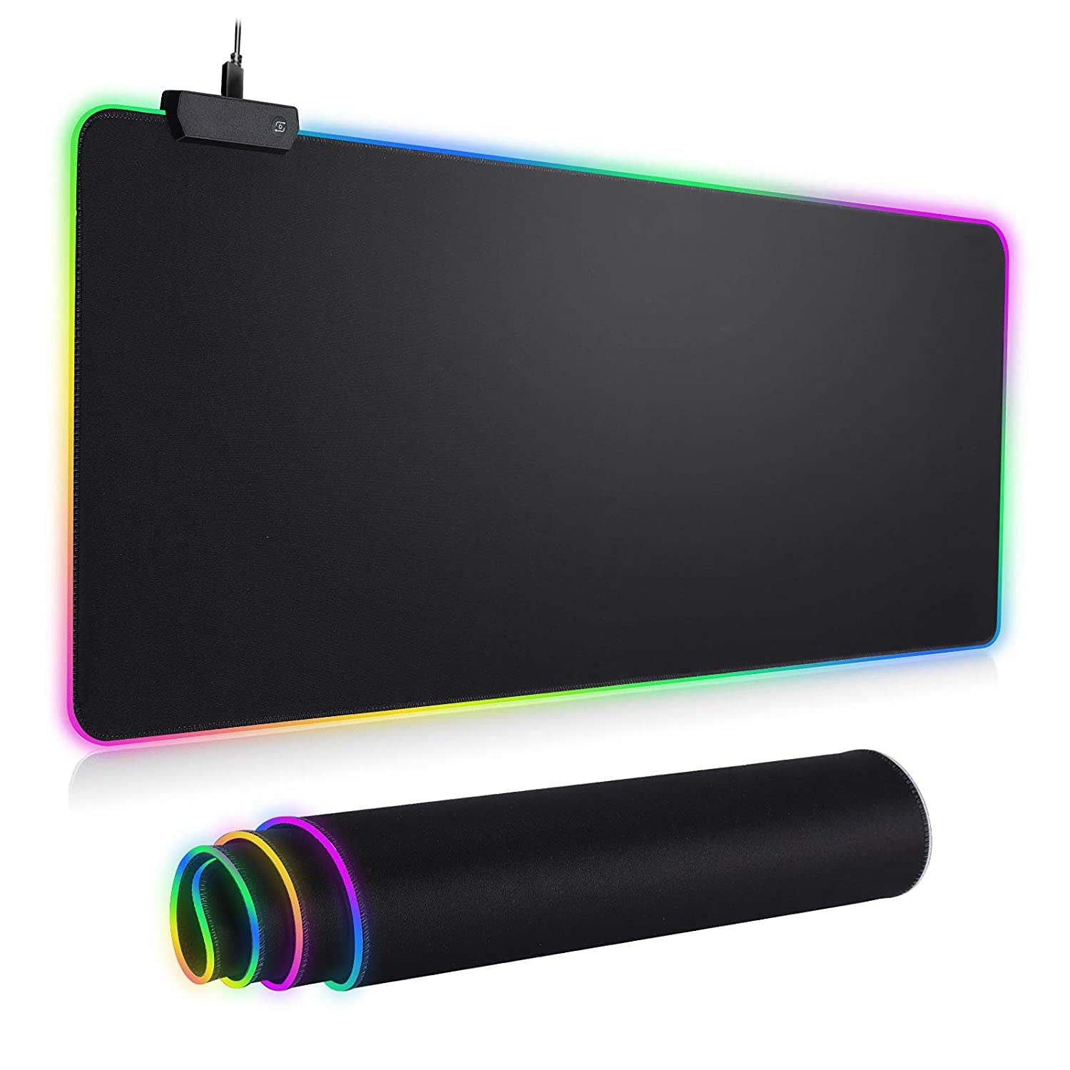 Phase: RGB LED Gaming Keyboard & Mouse Pad with Rollable Waterproof Surface, Large Size Nonslip LED Mat for Laptop, Desktop & Console Setups