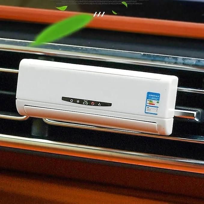 BreezeMini: Quirky Car Air Freshener 2-Unit Air Conditioner Design with Refillable Fragrance & Rotating Fan Car Decor