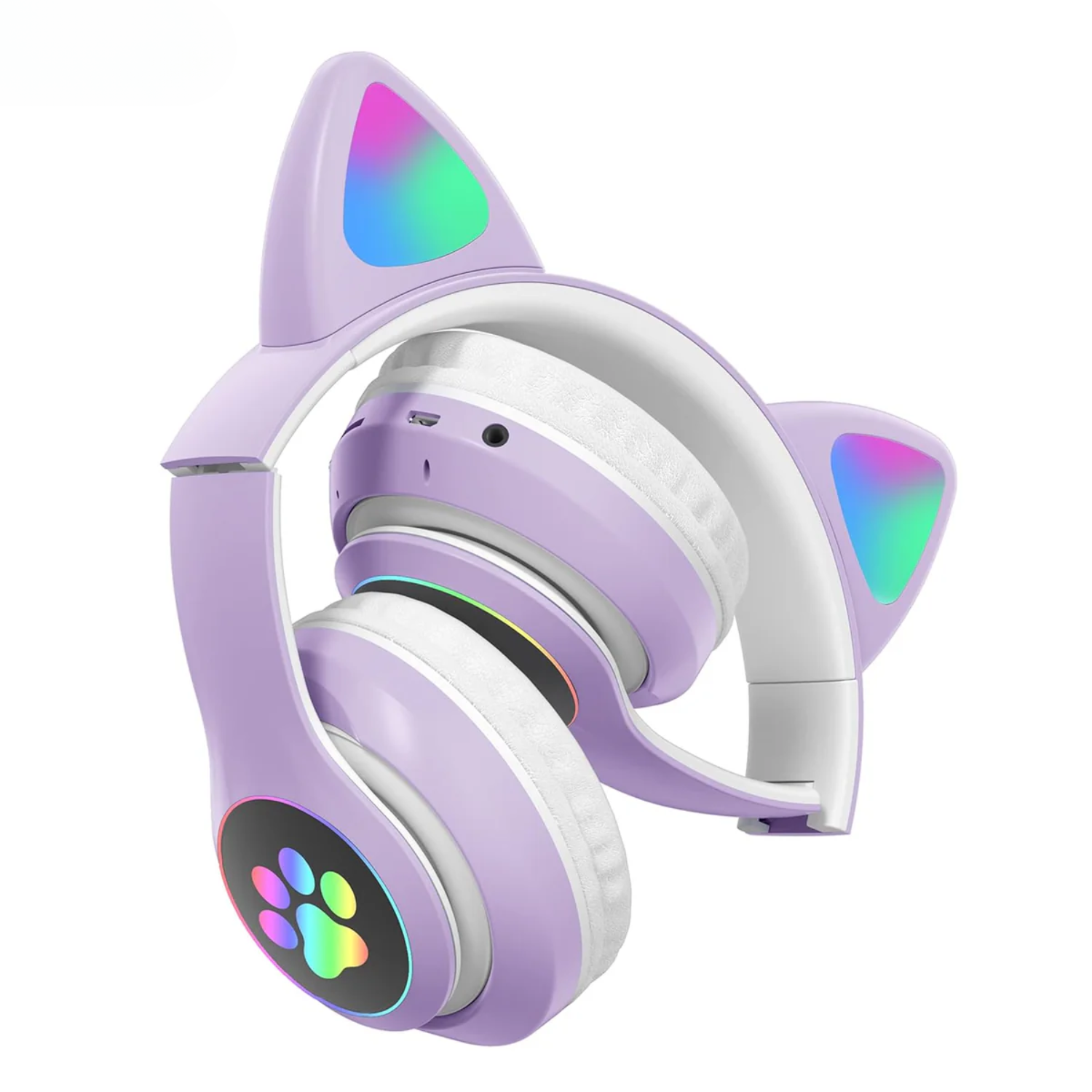PurrStar: Cat Ear Bluetooth Headphones with LED Lights & Mic, Wireless Over-Ear Headphones with Microphone, Cute Kitty Design for Music & Gaming (Assorted Colour)