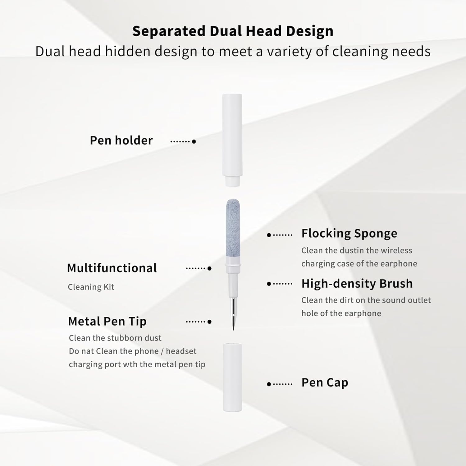 Aira: 3-in-1 Earbuds & AirPods Cleaning Pen- Precision Cleaning Tool with Soft Brush, Tip & Sponge for Earphones, Charging Case & Audio Devices