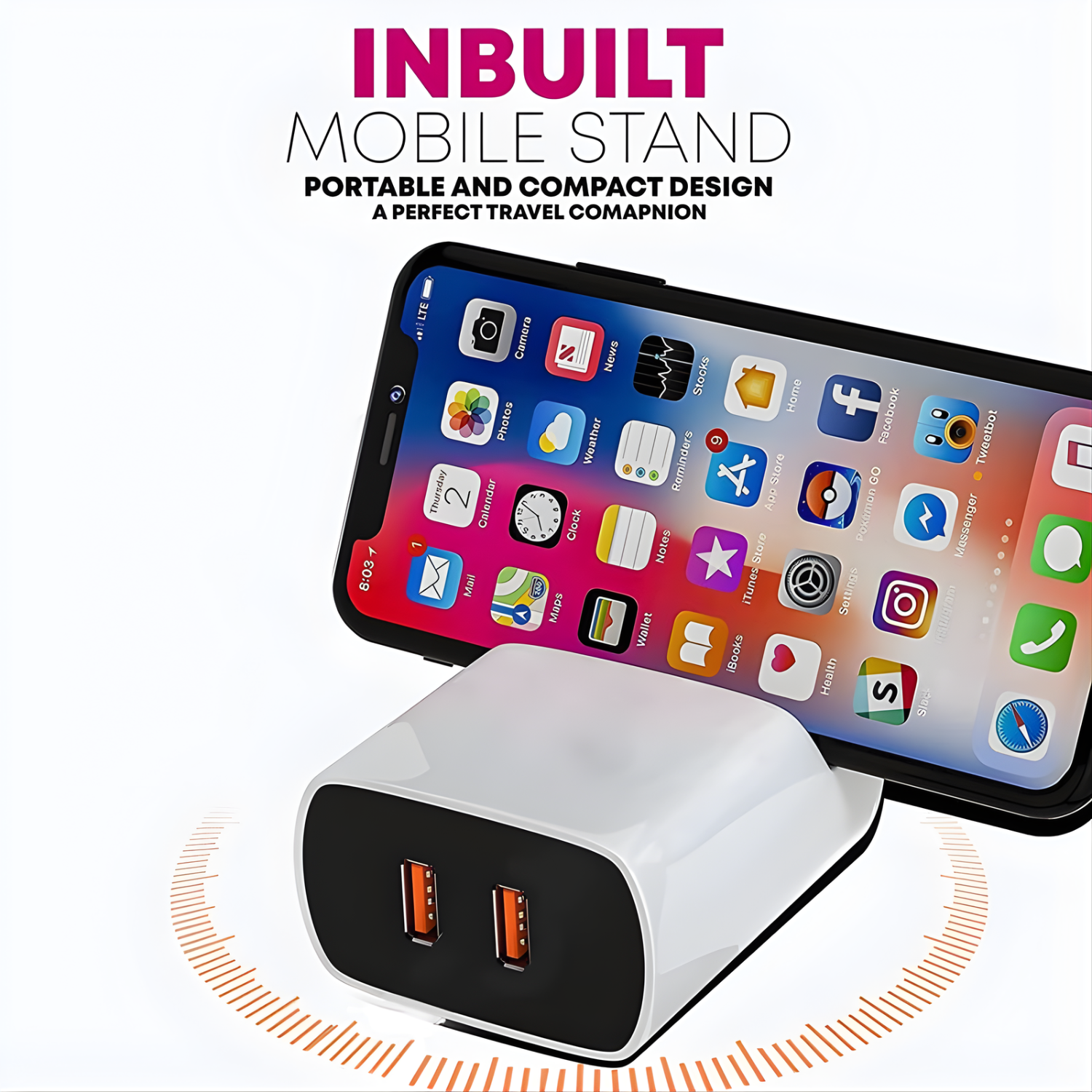 Zapoo: Dual-Port Fast Charging Adapter, QC 3.0 Type-C Charger with Smart Power Delivery, 3.0A Output & High-Speed Charging Cable