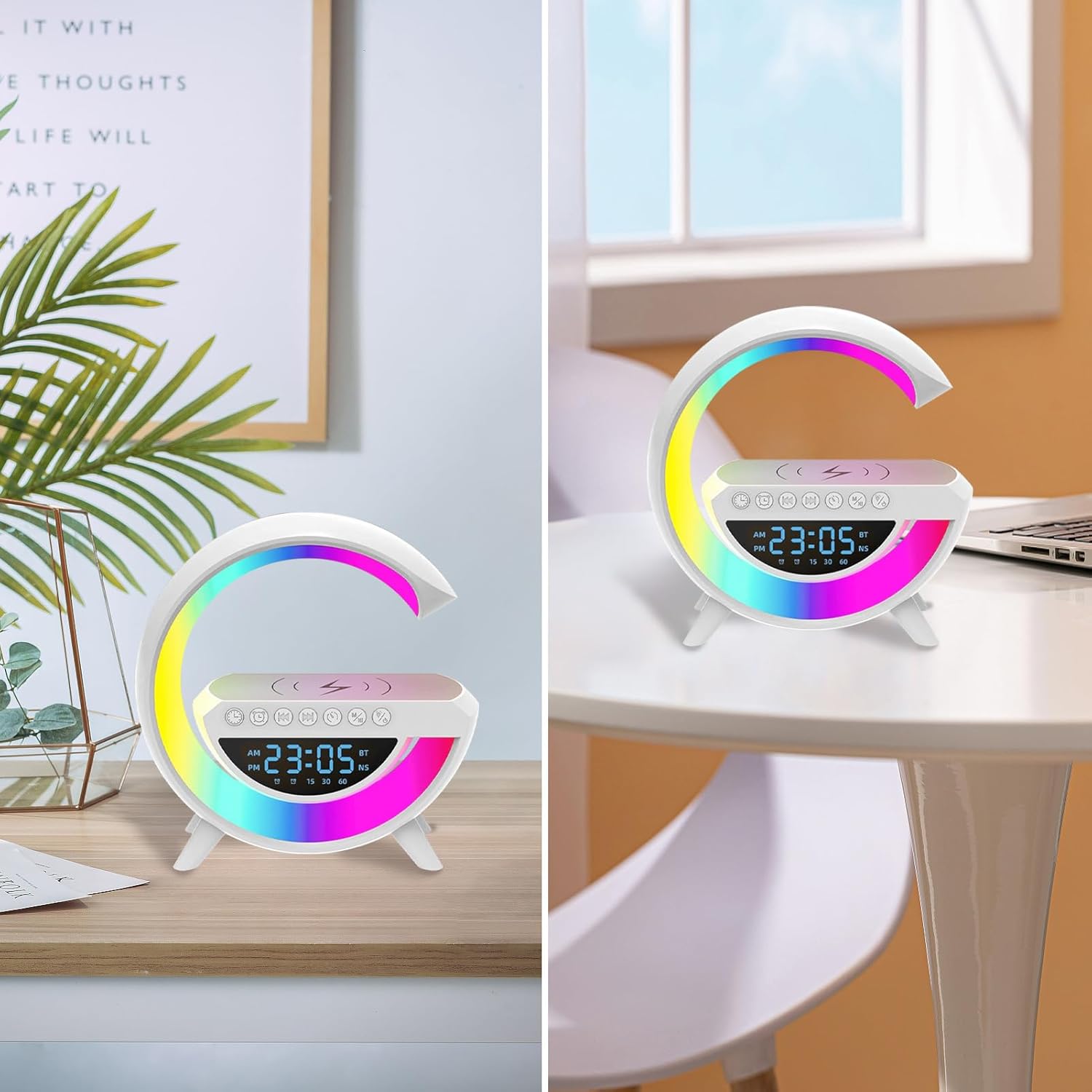 Gooble: Advanced G Lamp with RGB Light, Clock, Wireless Charger & Bluetooth Speaker