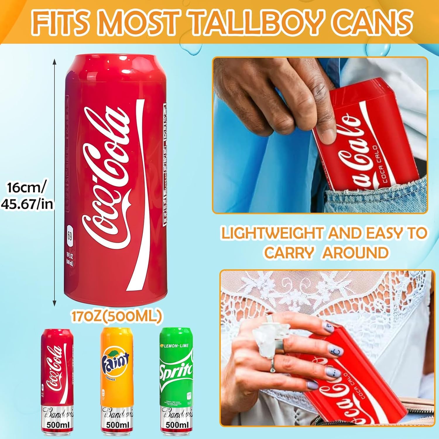 Boozie: Silicone Beer Can Sleeves with Insulation, Soda for 550ML Cans – Looks Like Regular Soda Can | Hide Alcoholic Beverage Easily | Cola & Monster (Pack of 2)