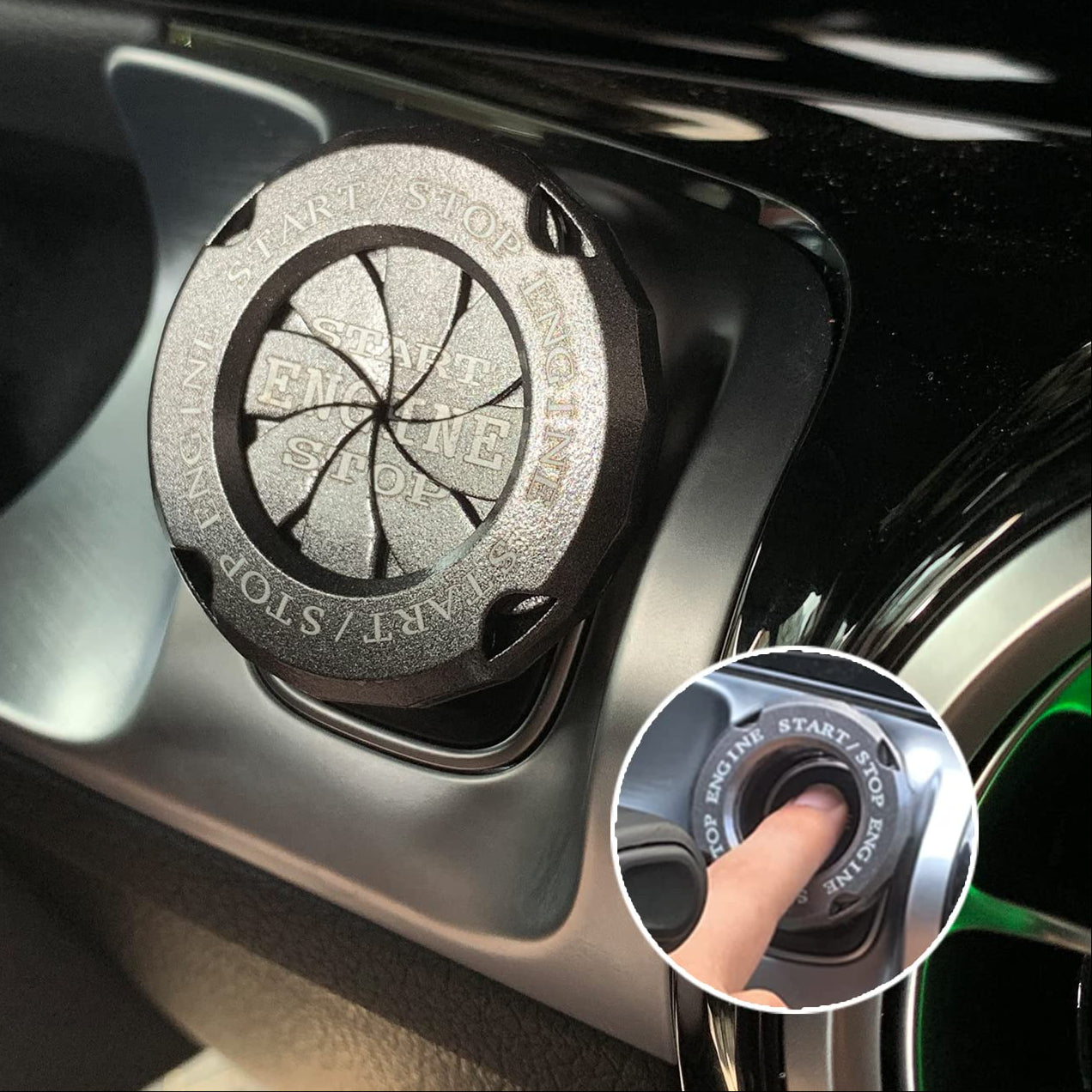 Ignitron: Engine Start/Stop Button Cover with Zinc Alloy Rotary Ring, Stylish Ignition Protector for Cars, SUVs & Motorcycles (Tungsten Gold Finish)