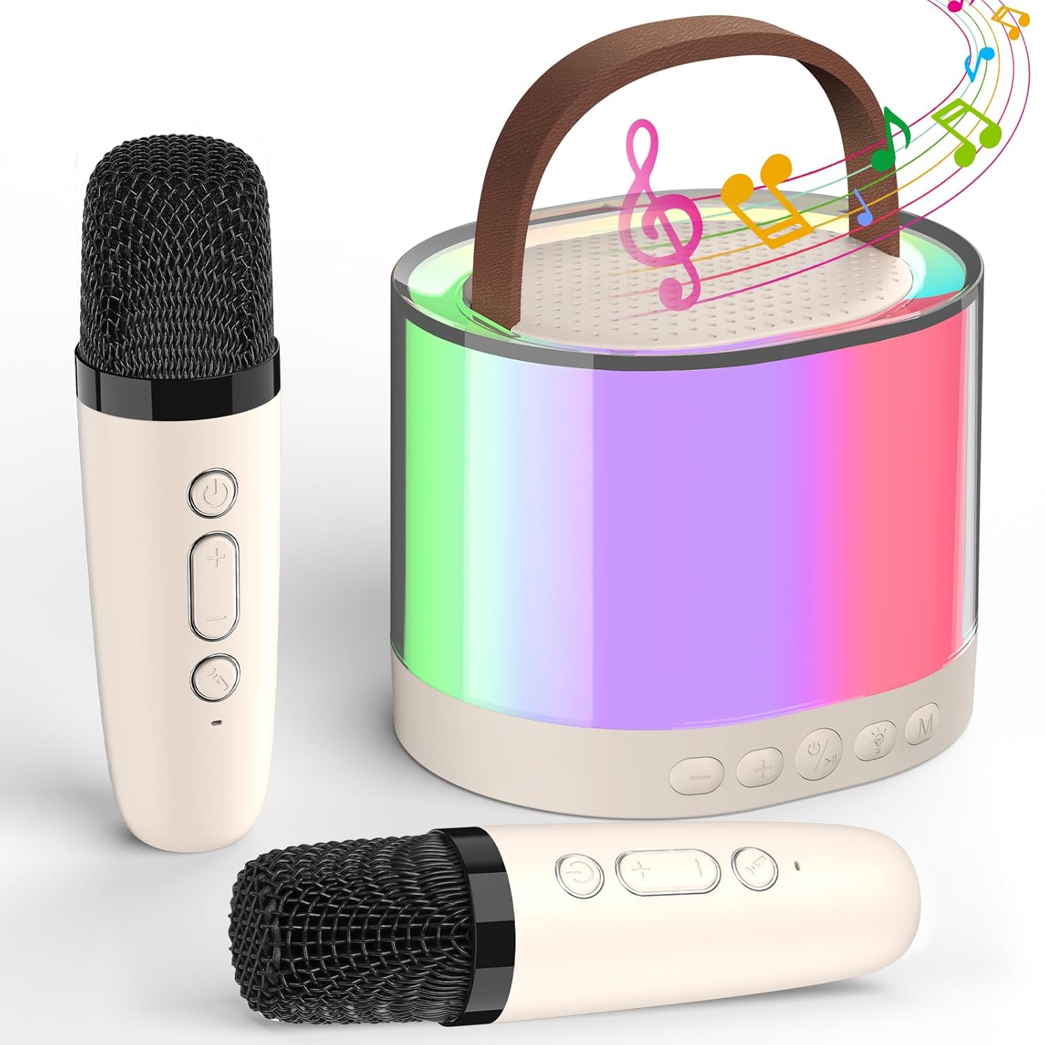 PartyStar: Upgraded Karaoke Bluetooth Speaker with Aura Display & 2 Mics