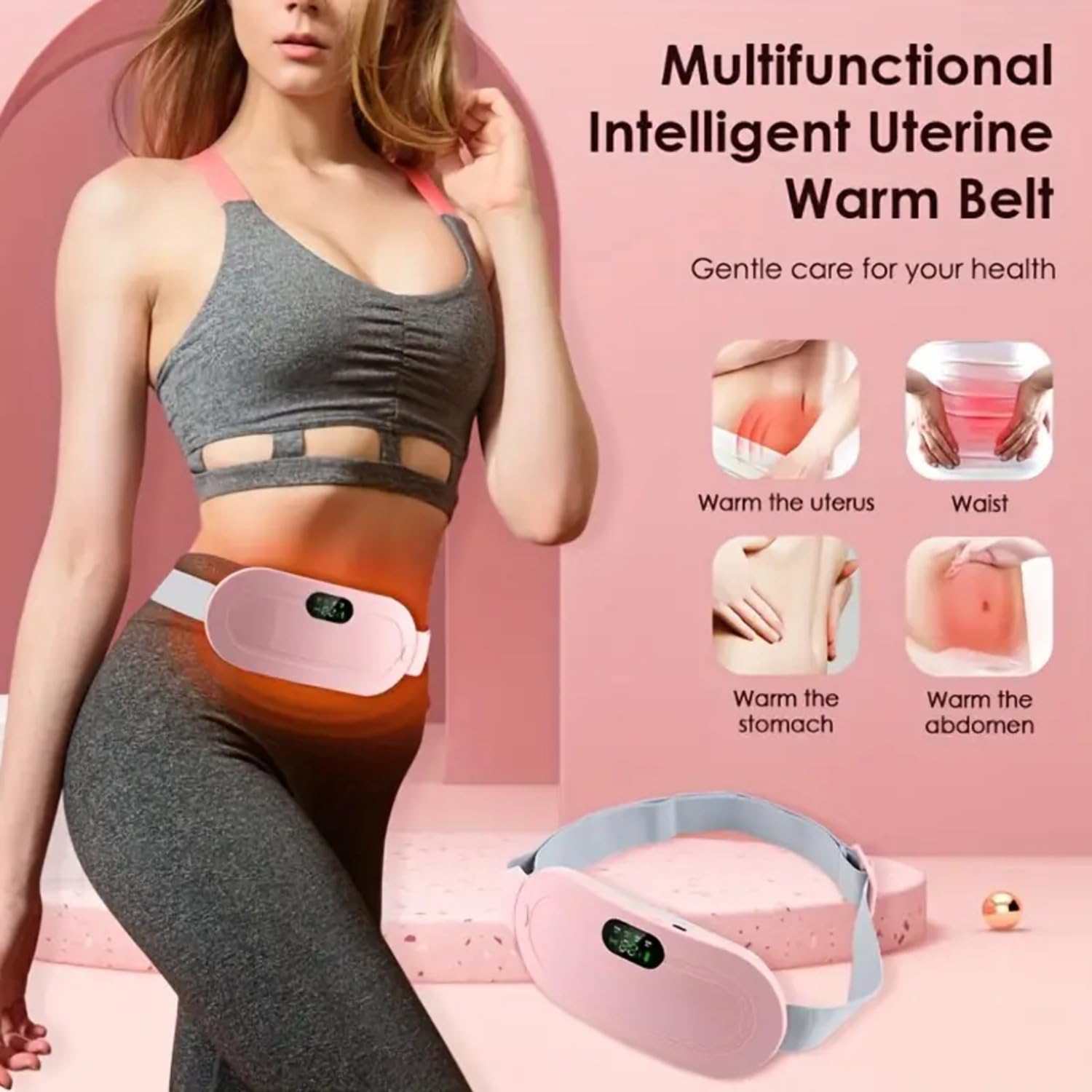 HeatEase: Portable Cordless Menstrual Heating Pad & Massage Belt for Period Pain