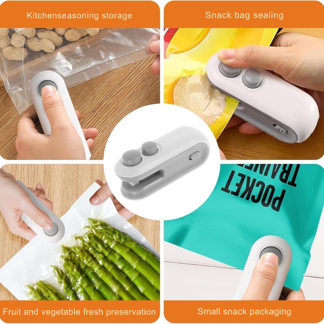 Sealy: 2-in-1  Mini Bag Sealer & Cutter, USB-C Rechargeable Portable Handheld Food Storage Sealing Machine for Snacks, Chips & Plastic Packets