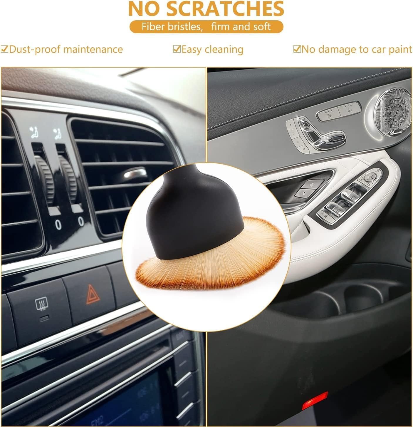 Puffin: Mini Car Interior Cleaning Brush with Soft Macro Bristles, Ergonomic Grip Dust Remover for Dashboard, Vents and Upholstery