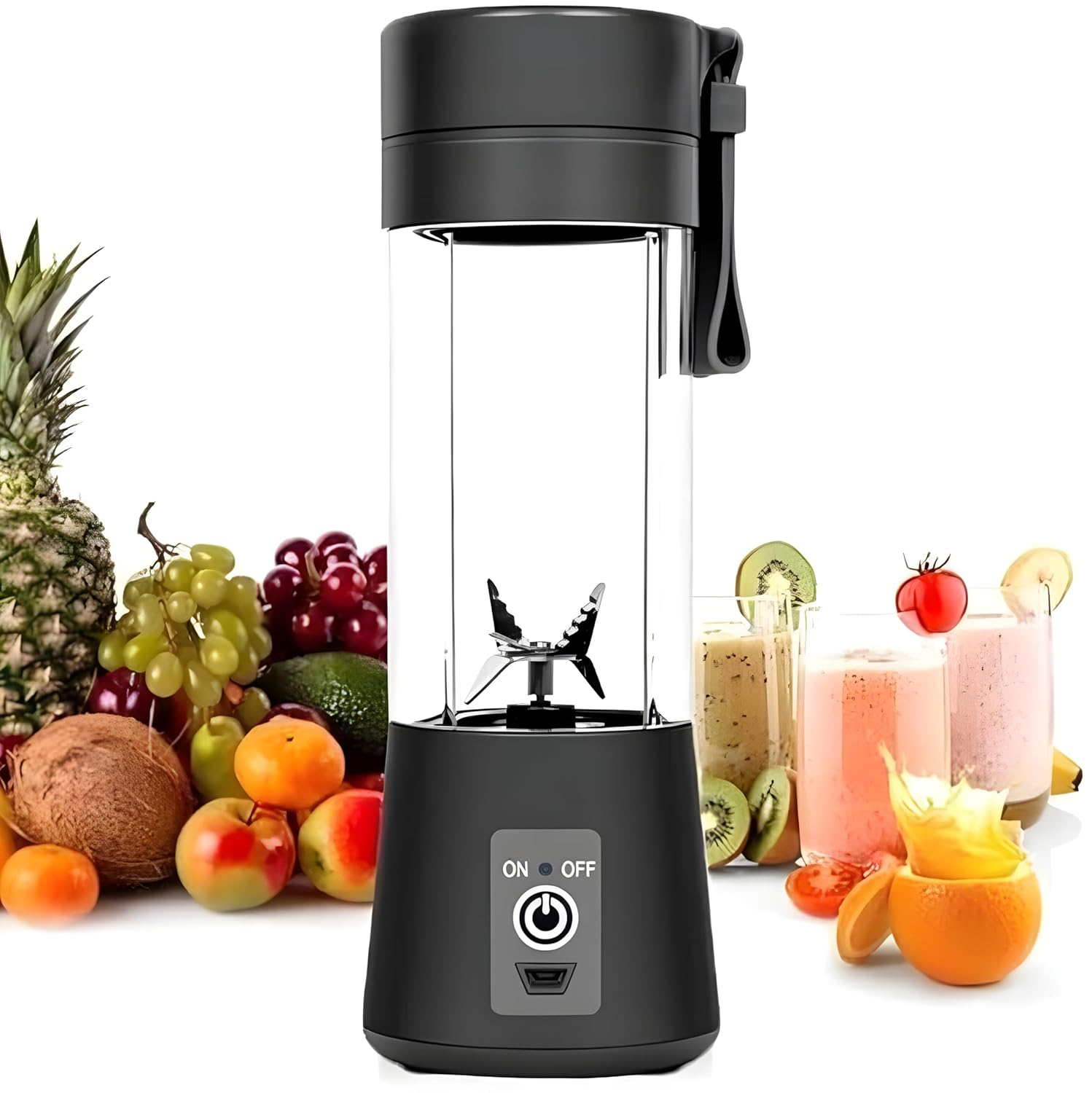 BlendGo: Portable Smoothie Blender & Juicer USB Rechargeable with 6-Blade Design, Chunk Filter & Easy-Cleaning