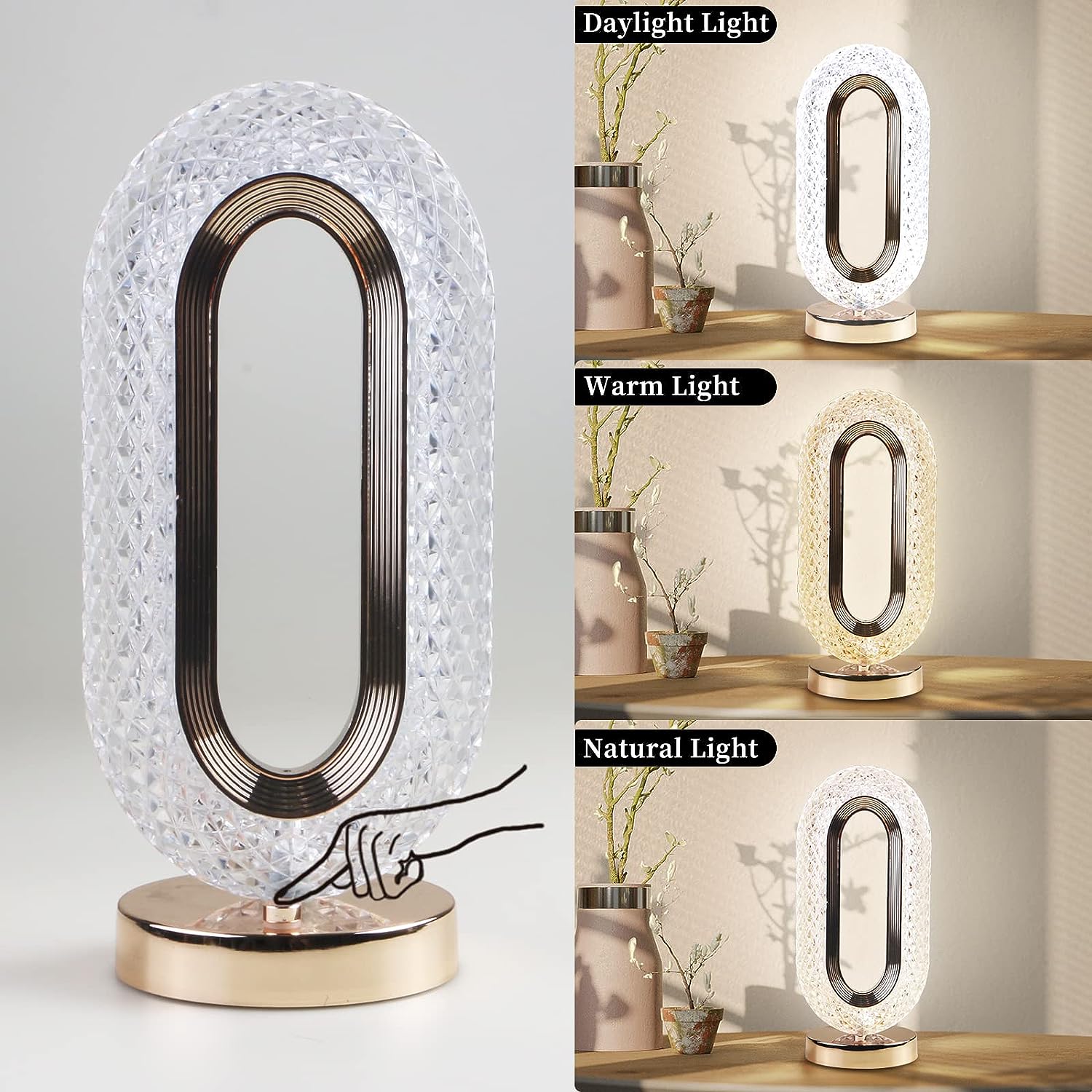 Crysta: Dimmable Touch Control Crystal Table Lamp