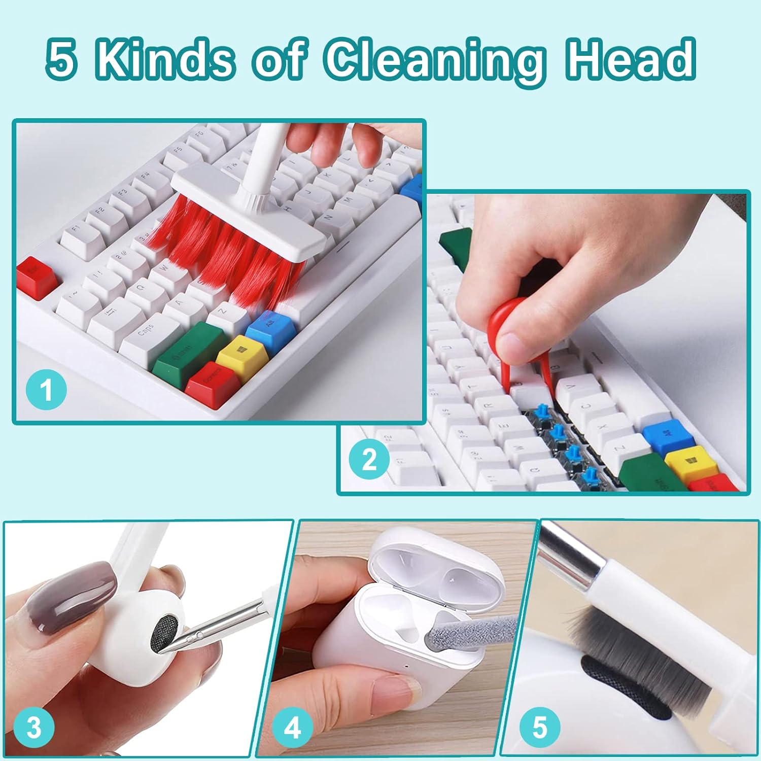 Dustee: 5-in-1 Multifunctional Keyboard & Earphone Cleaning Kit, Includes Keycap Puller, TWS Cleaner, Metal Pen Tip & High-Density Brush for Laptops, PCs & Gadgets