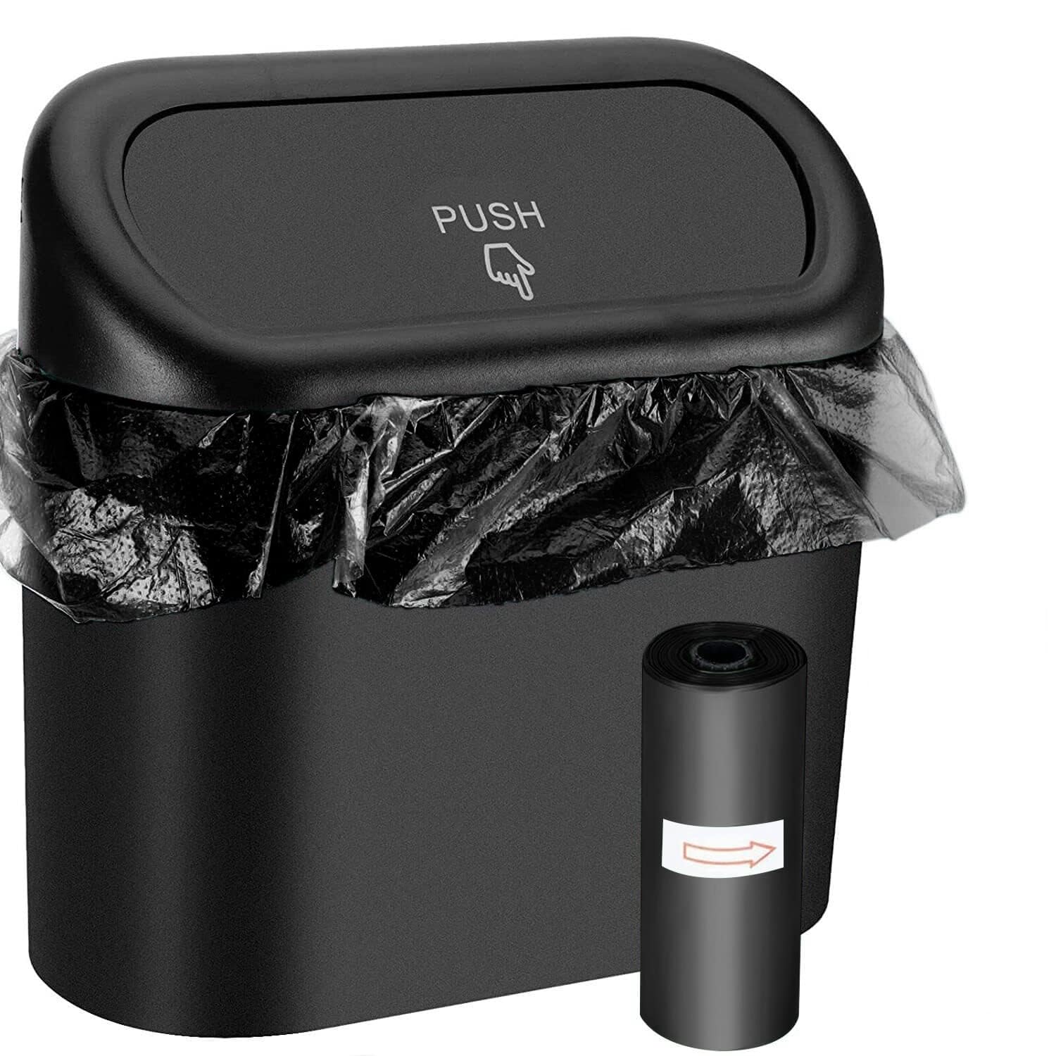 Trashify – Compact Car Push Trash Can with Auto Lid Close Leak-Proof Design & Door Hook Mini Dustbin for Mess-Free Travel