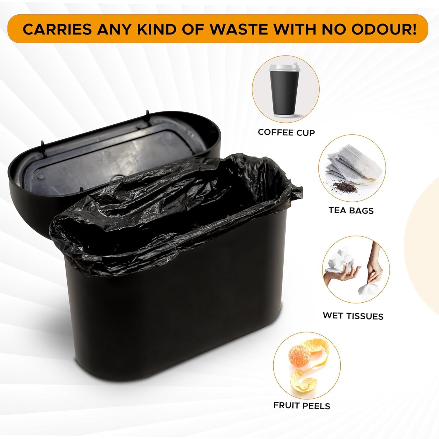 Trashify – Compact Car Push Trash Can with Auto Lid Close Leak-Proof Design & Door Hook Mini Dustbin for Mess-Free Travel