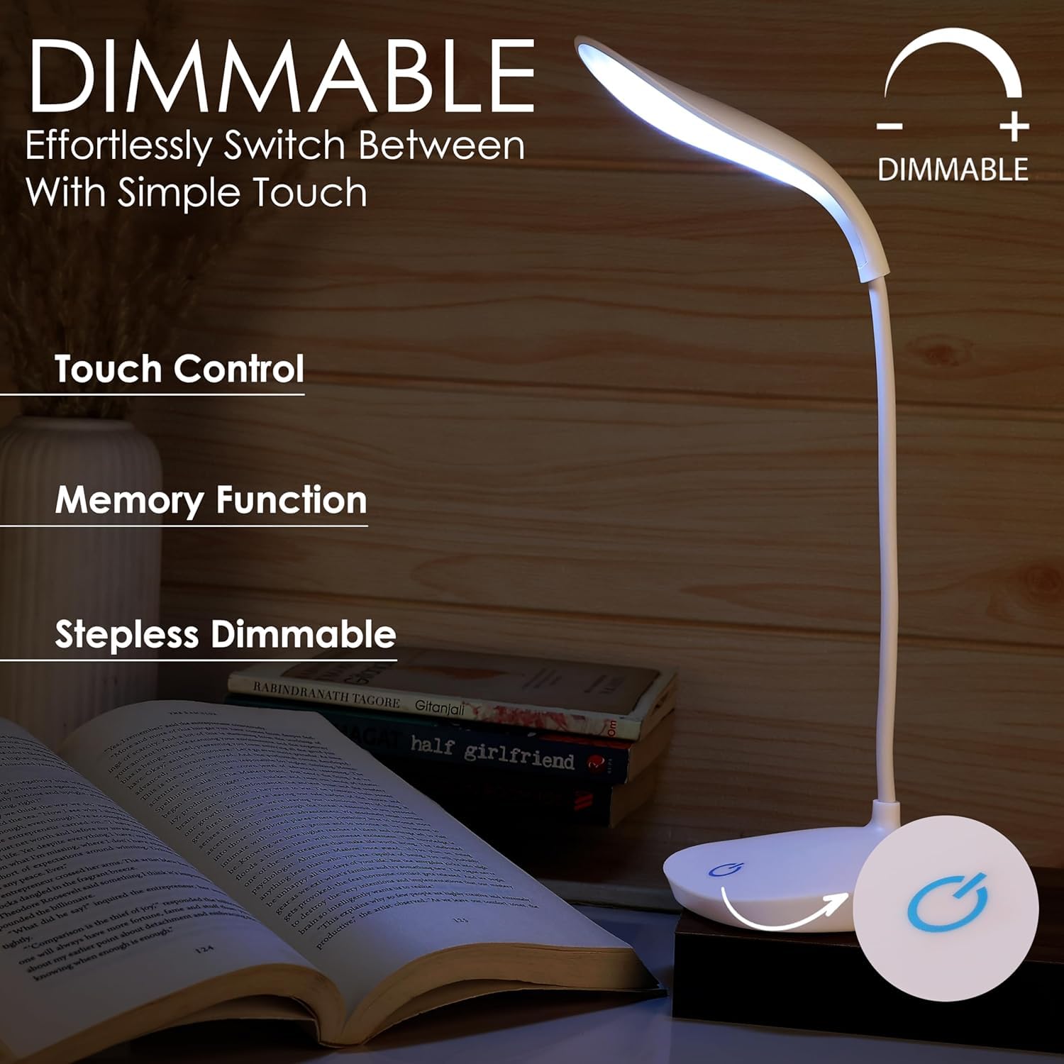 DeskBuddy: Foldable Rechargeable Desk Lamp with 3 Brightness Levels, LED Study Light with USB Charging for Students, Reading & Home Office