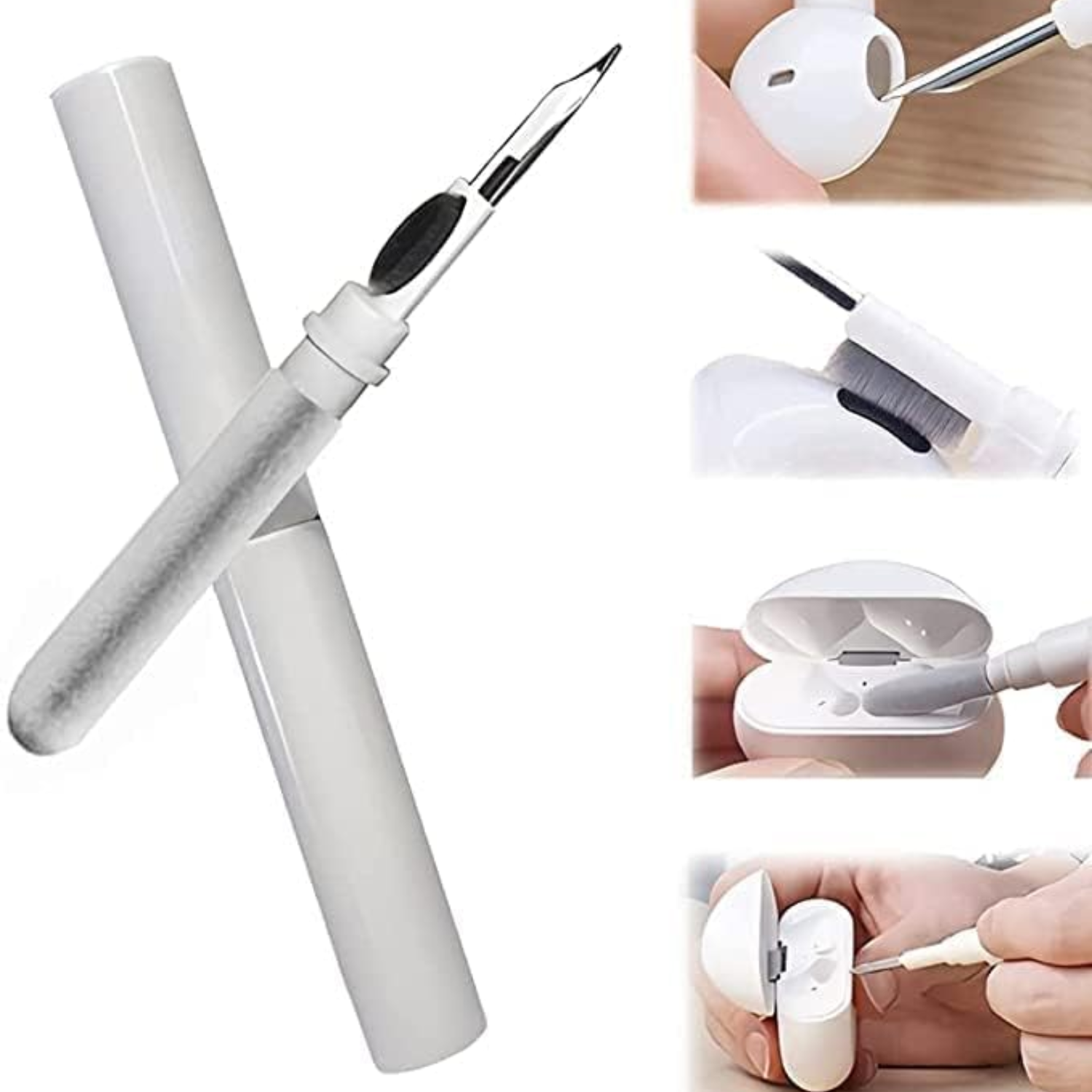 Aira: 3-in-1 Earbuds & AirPods Cleaning Pen- Precision Cleaning Tool with Soft Brush, Tip & Sponge for Earphones, Charging Case & Audio Devices