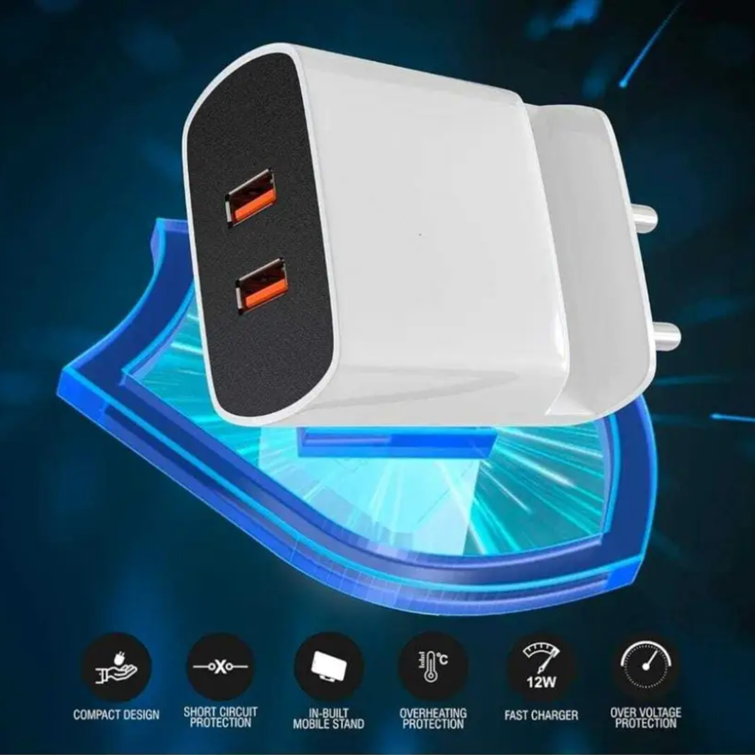 Zapoo: Dual-Port Fast Charging Adapter, QC 3.0 Type-C Charger with Smart Power Delivery, 3.0A Output & High-Speed Charging Cable