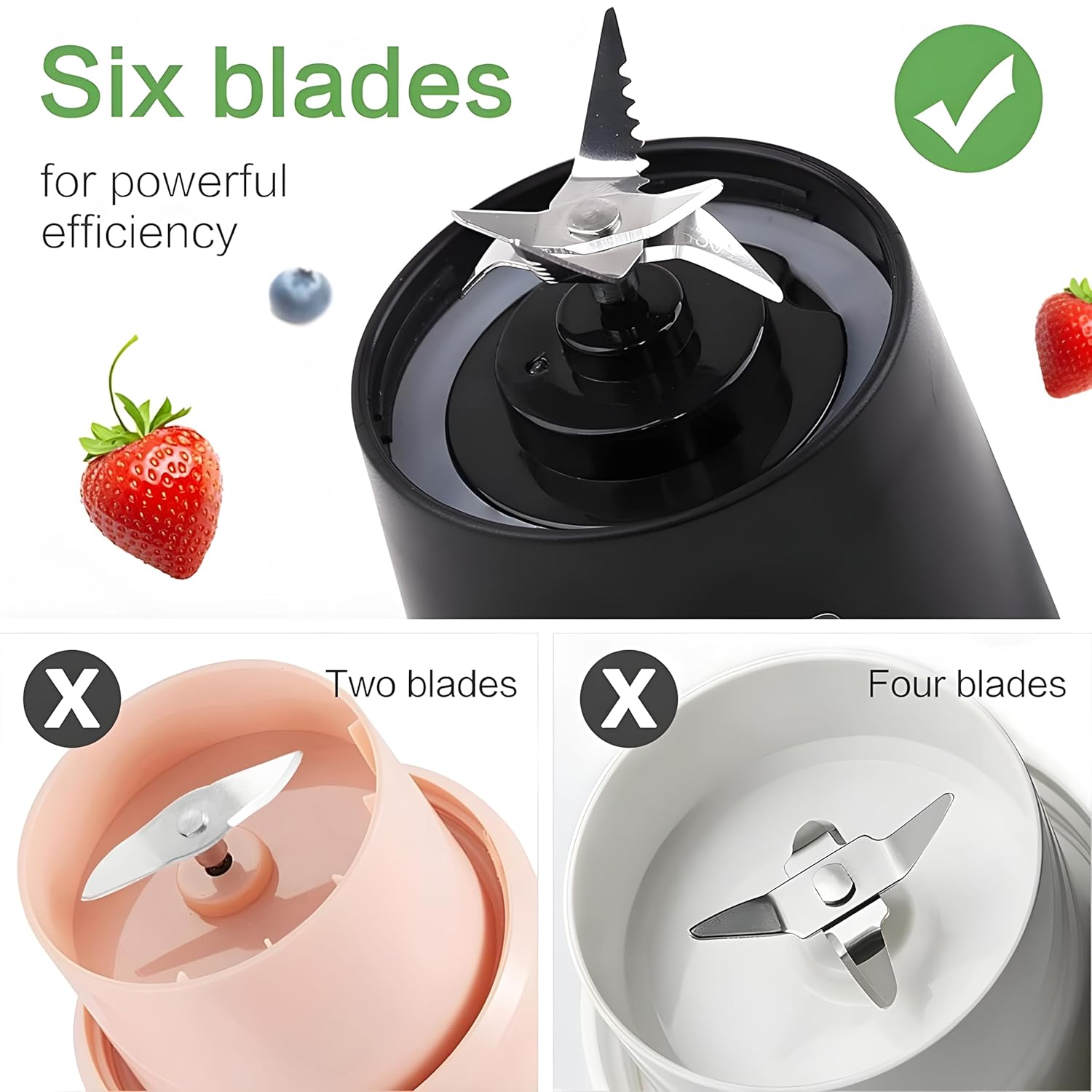 BlendGo: Portable Smoothie Blender & Juicer USB Rechargeable with 6-Blade Design, Chunk Filter & Easy-Cleaning