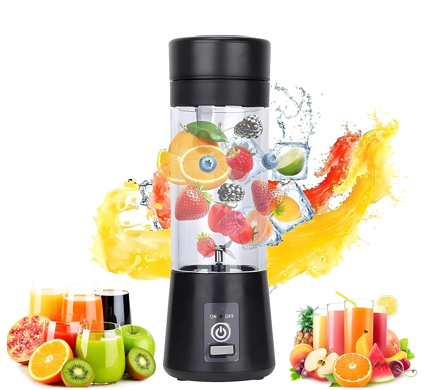 BlendGo: Portable Smoothie Blender & Juicer USB Rechargeable with 6-Blade Design, Chunk Filter & Easy-Cleaning