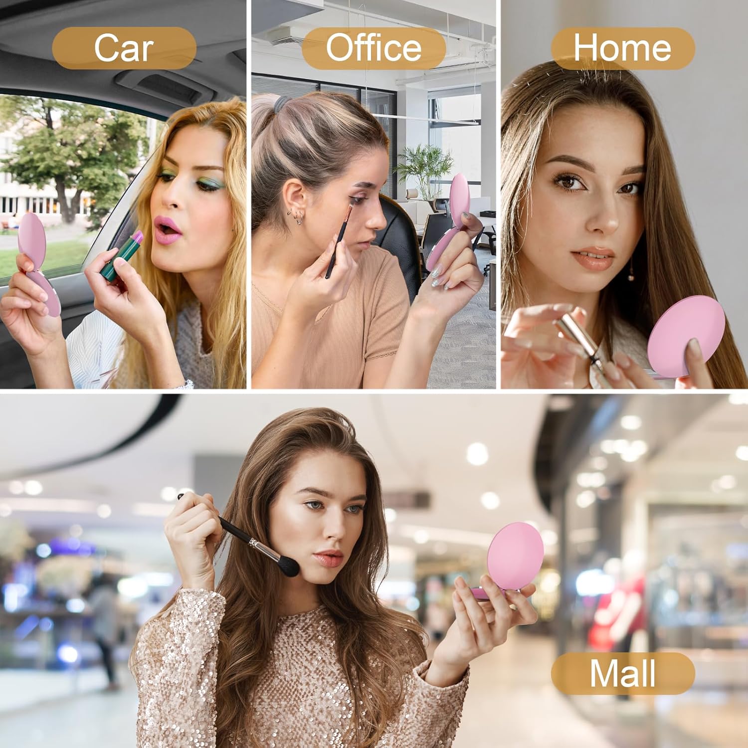 PocketGlow: LED Pocket Compact Mirror with 1X/3X Magnification, USB Rechargeable Mini Makeup Mirror for Purse, Travel & Daily Use