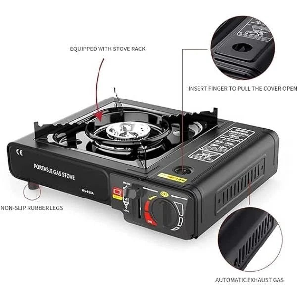 Campy: Portable Camping Gas Stove with Compact Burner & Carrying Case – Outdoor Cooking Gear for Trekking, Hiking, Picnics & Backpack Travel