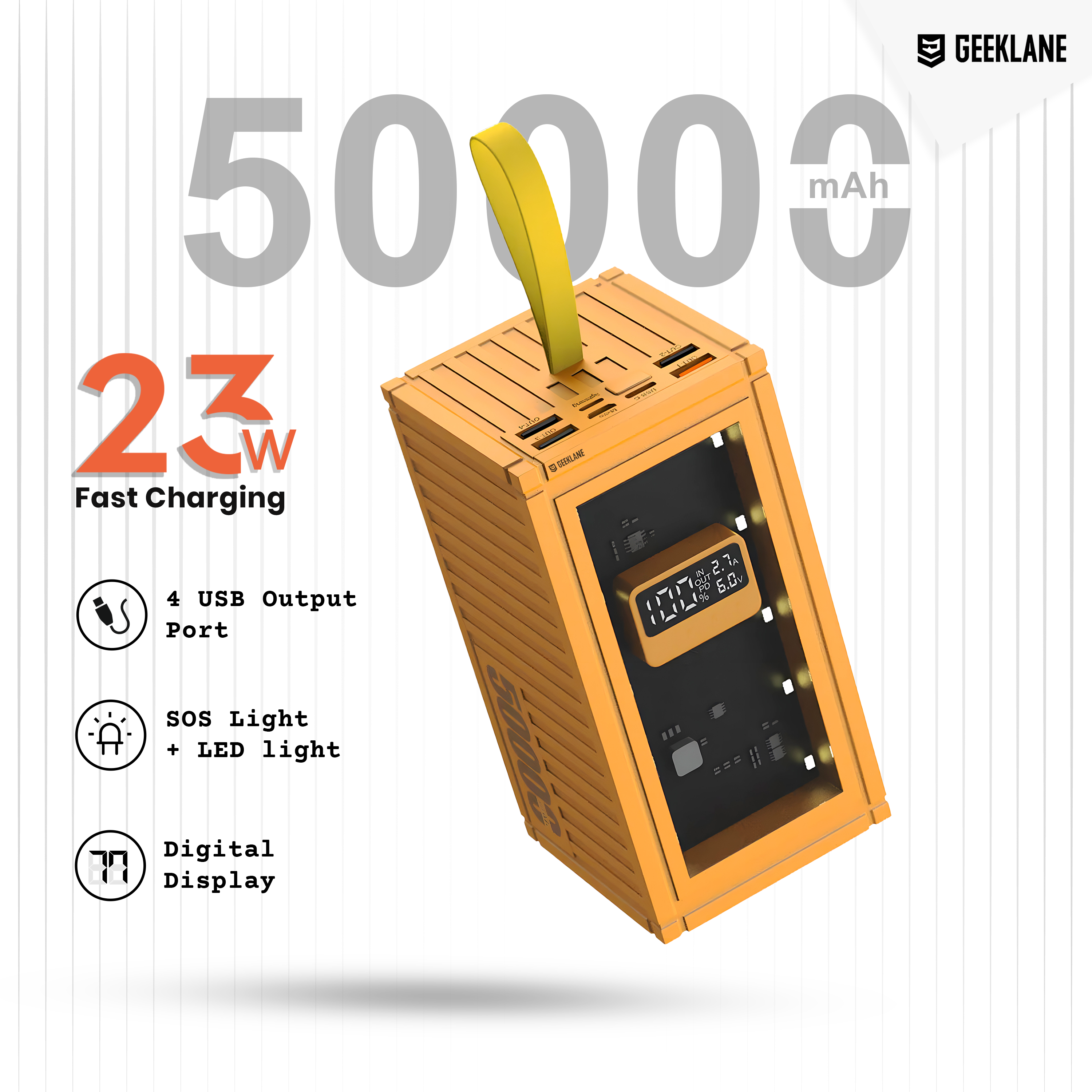 Cargo: 50000mAh Shipping Container Power Bank with PD & LED Torch