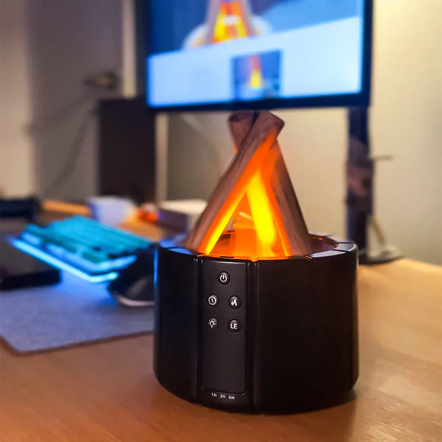 Ember: Cozy Bonfire Ultrasonic Humidifier & Aromatherapy Diffuser with Flame Effect & Ambient Night Light