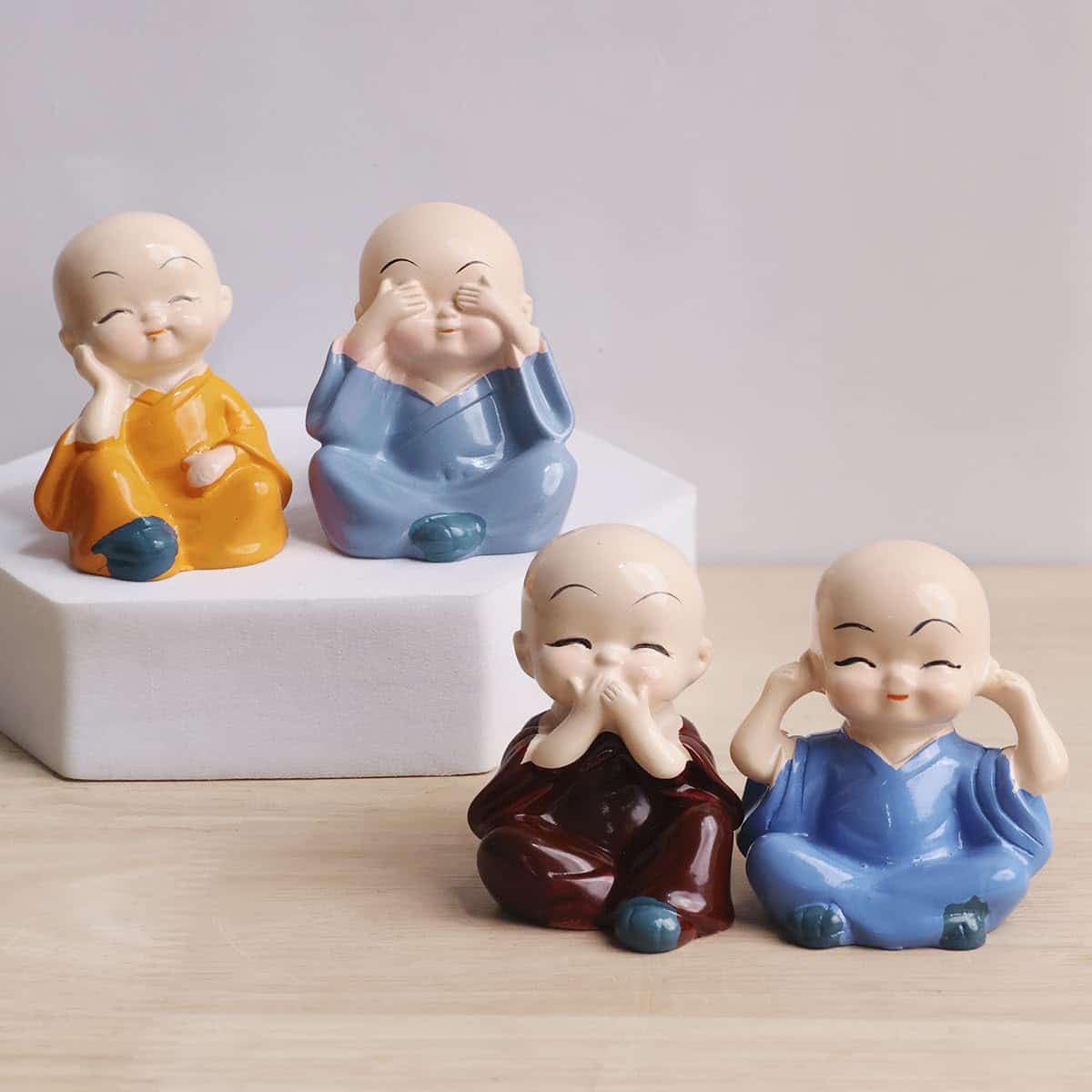 Bliss: Buddha Baby Monk Statues | Evergreen Gift Set (Set of 4)