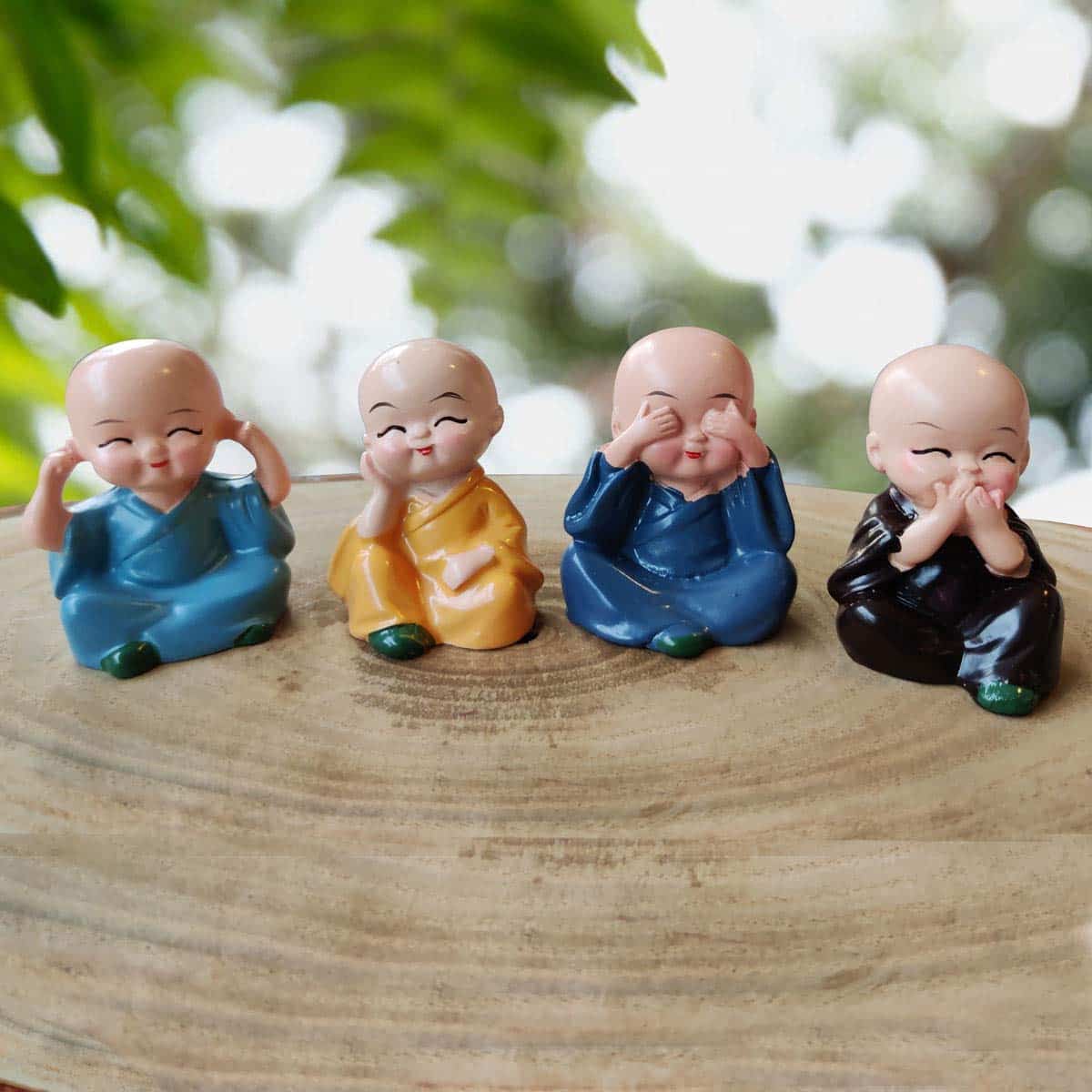 Bliss: Buddha Baby Monk Statues | Evergreen Gift Set (Set of 4)