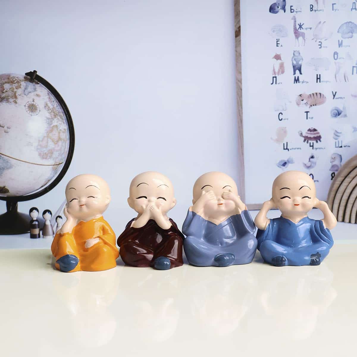 Bliss: Buddha Baby Monk Statues | Evergreen Gift Set (Set of 4)