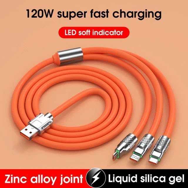 Flex: 3-In-1 Liquid Silicon Tangle-Free Fast Charge Cable (120W)