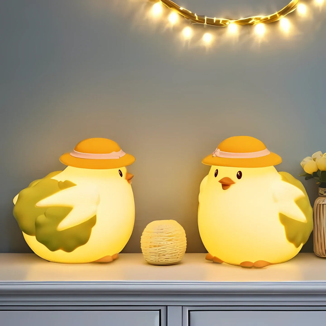 Chicklet: Cute Silicone Chicken & Lettuce RGB LED Night Lamp – Soft & Squishy Touch Light for Kids’ Bedroom, Nursery & Gifts