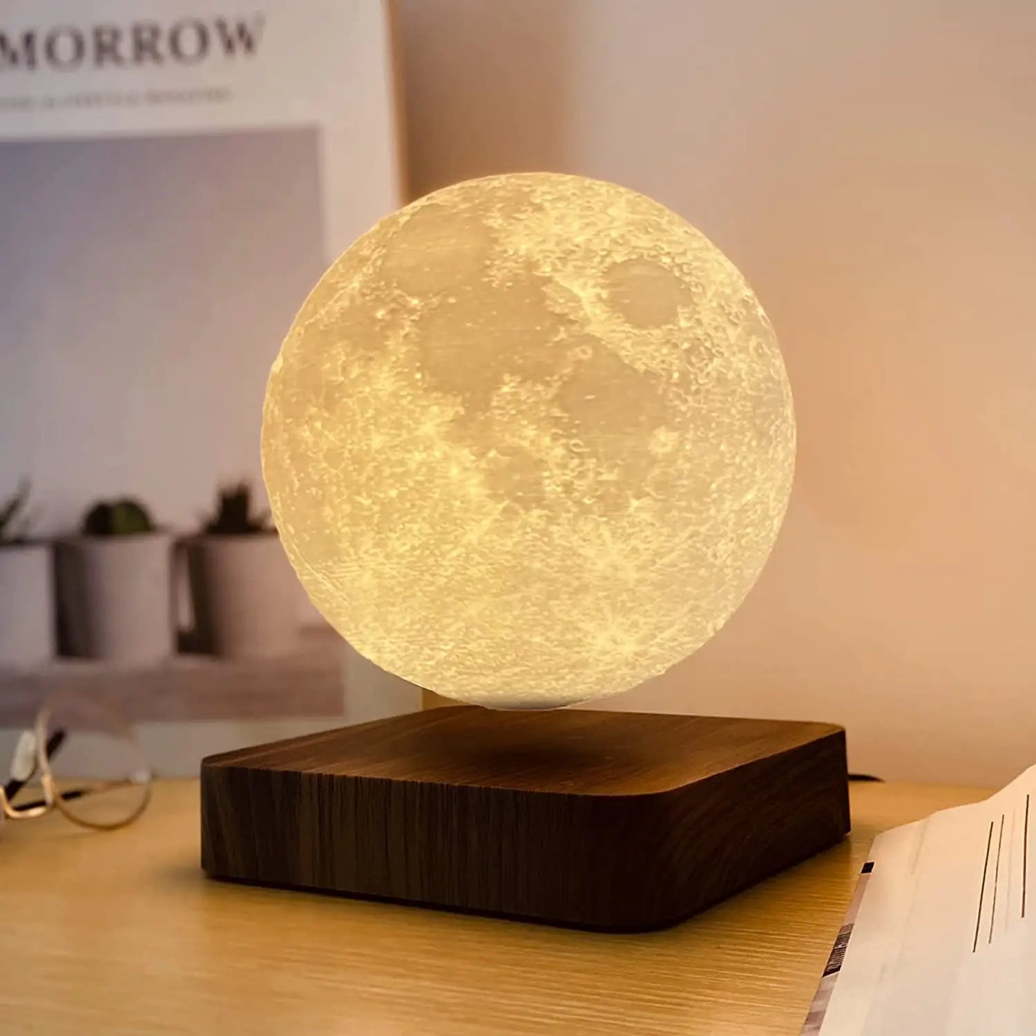 Orbit: Luxe Floating Moon Lamp with Magnetic Levitation, Spinning LED