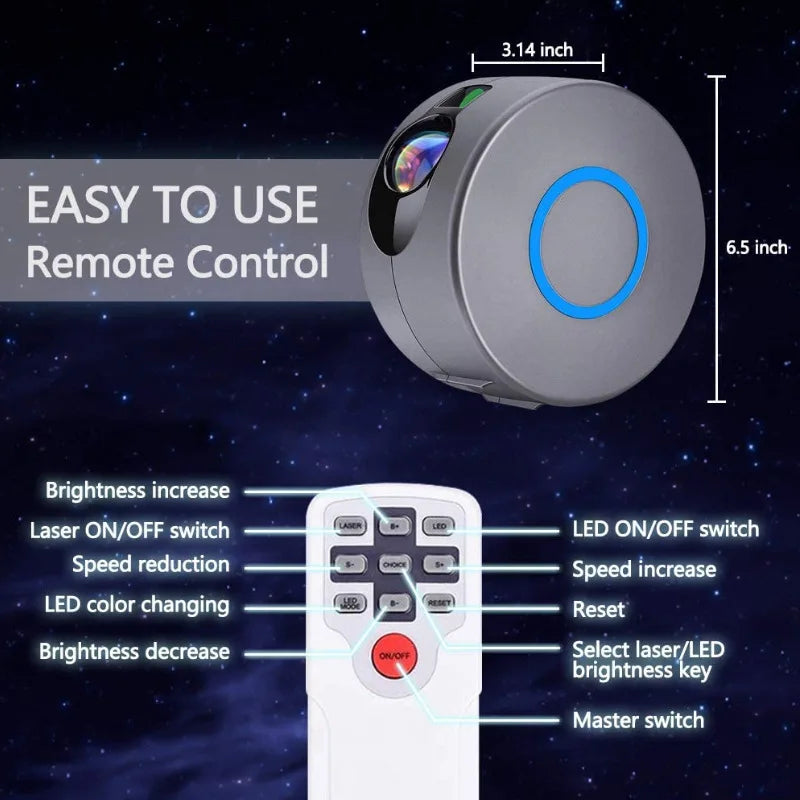 Halo: Upgraded Galaxy Projector with Rotating Lasers & Bluetooth Speaker (Type-C)