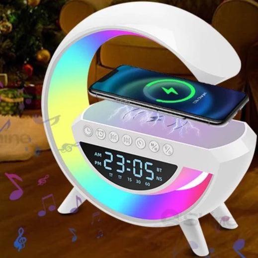 Gooble: Advanced G Lamp with RGB Light, Clock, Wireless Charger & Bluetooth Speaker