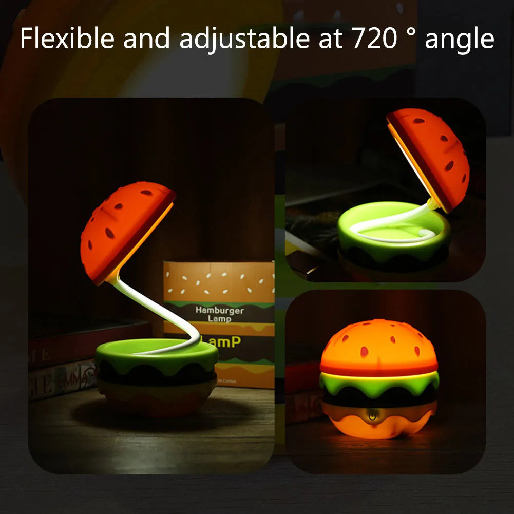 Borgir: Quirky Burger Shaped Folding LED Table Lamp/Night light