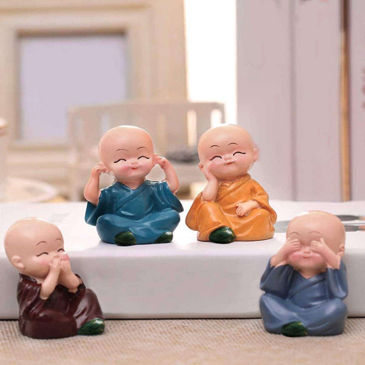 Bliss: Buddha Baby Monk Statues | Evergreen Gift Set (Set of 4)