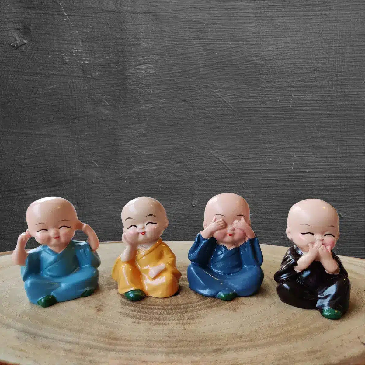 Bliss: Buddha Baby Monk Statues | Evergreen Gift Set (Set of 4)