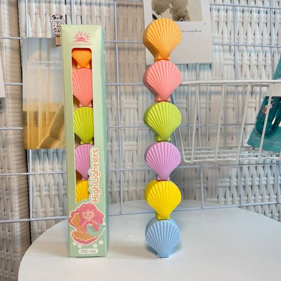 Shelly: 5-Color Stackable Sea-Shell Highlighters (Set of 6)