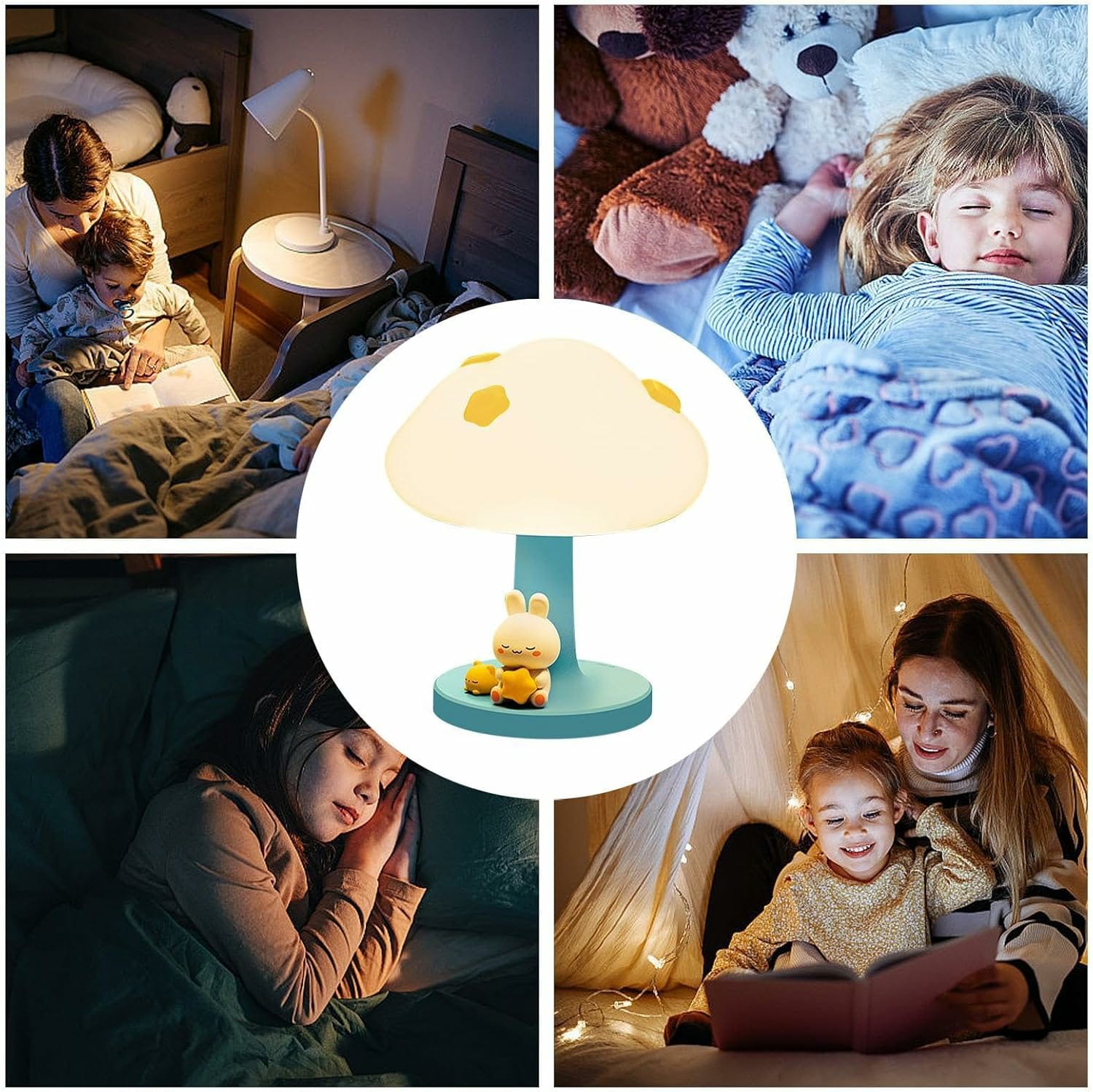FluffBun: CloudBun: Bunny-Shaped Cloud Night Lamp with Tap Control – Soft Silicone Glow Light for Kids’ Bedrooms & Baby Nursery (3-Level Dimming, Rechargeable)