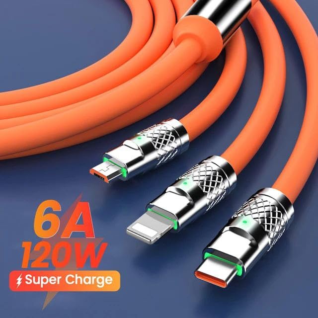 Flex: 3-In-1 Liquid Silicon Tangle-Free Fast Charge Cable (120W)