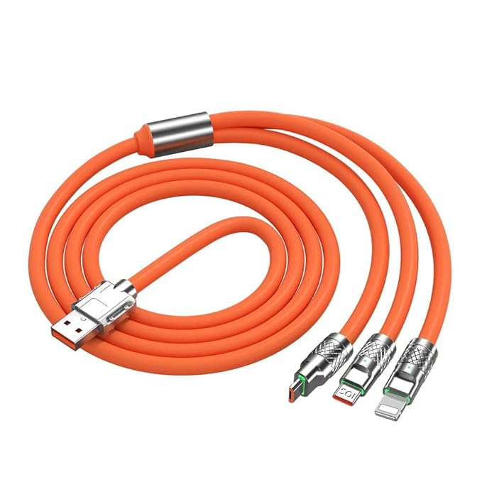 Flex: 3-In-1 Liquid Silicon Tangle-Free Fast Charge Cable (120W)