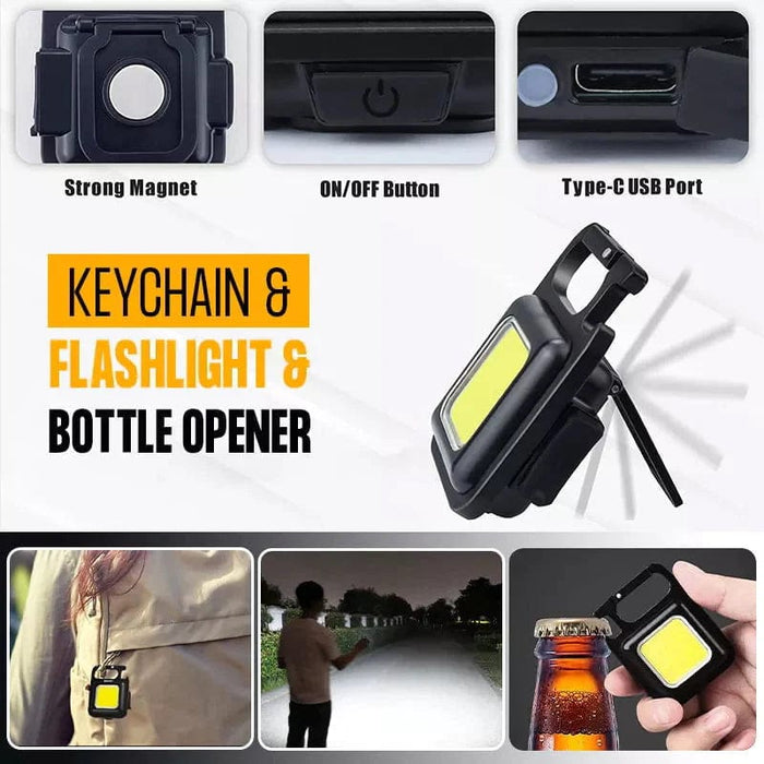 Lumi: Magnetic Keychain Mini LED Torch with Hook, Type-C port, Bottle