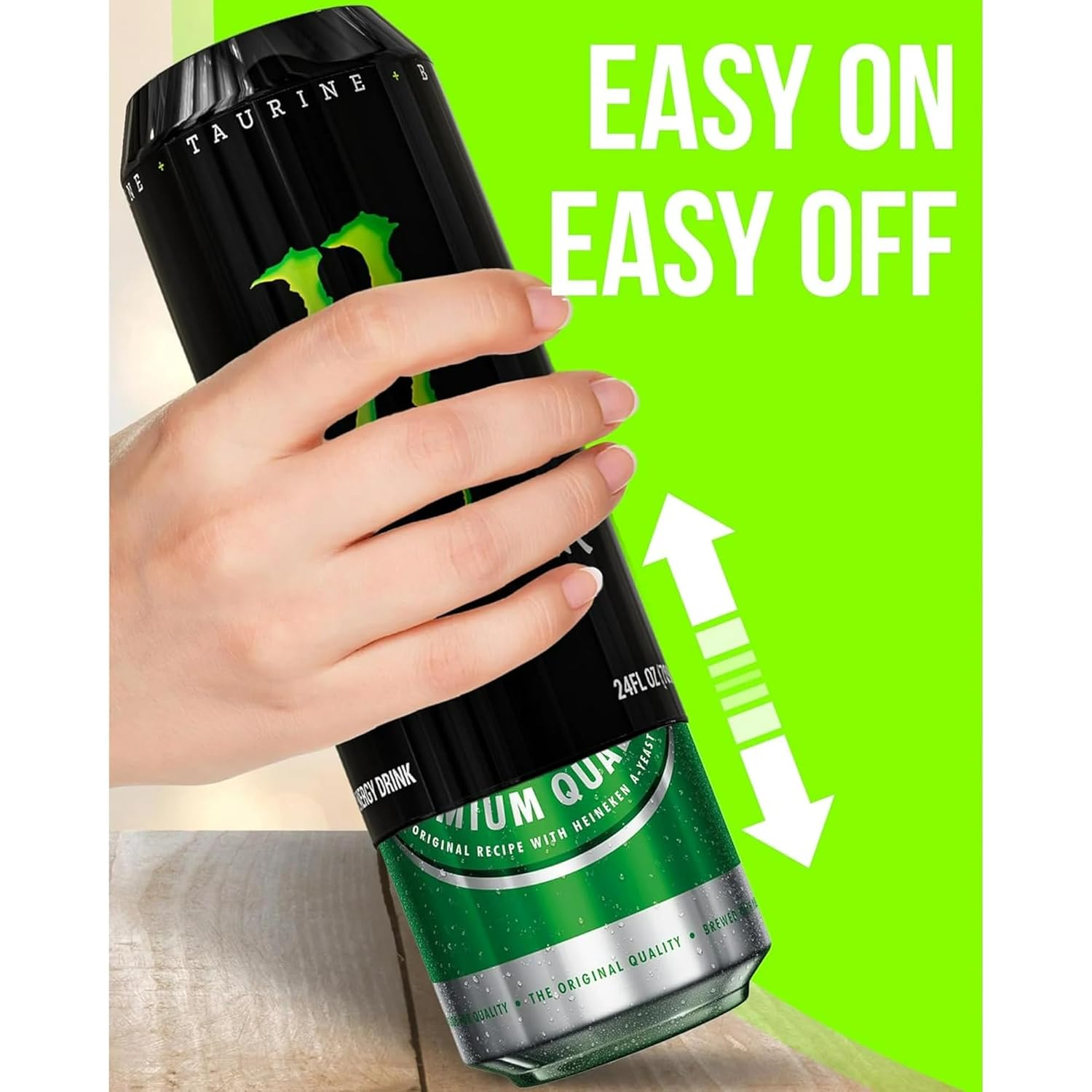 Boozie: Silicone Beer Can Sleeves with Insulation, Soda for 550ML Cans – Looks Like Regular Soda Can | Hide Alcoholic Beverage Easily | Cola & Monster (Pack of 2)