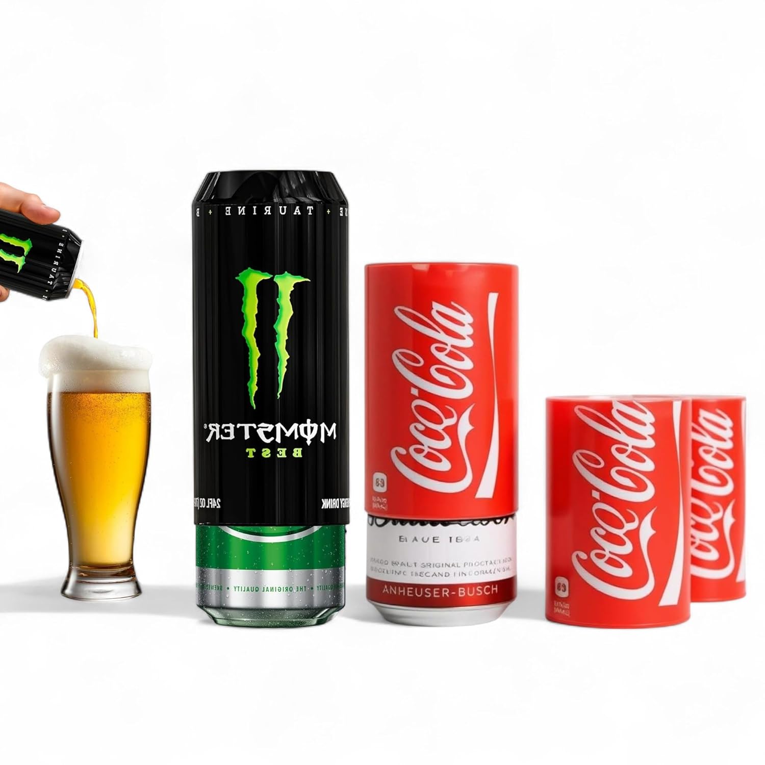 Boozie: Silicone Beer Can Sleeves with Insulation, Soda for 550ML Cans – Looks Like Regular Soda Can | Hide Alcoholic Beverage Easily | Cola & Monster (Pack of 2)