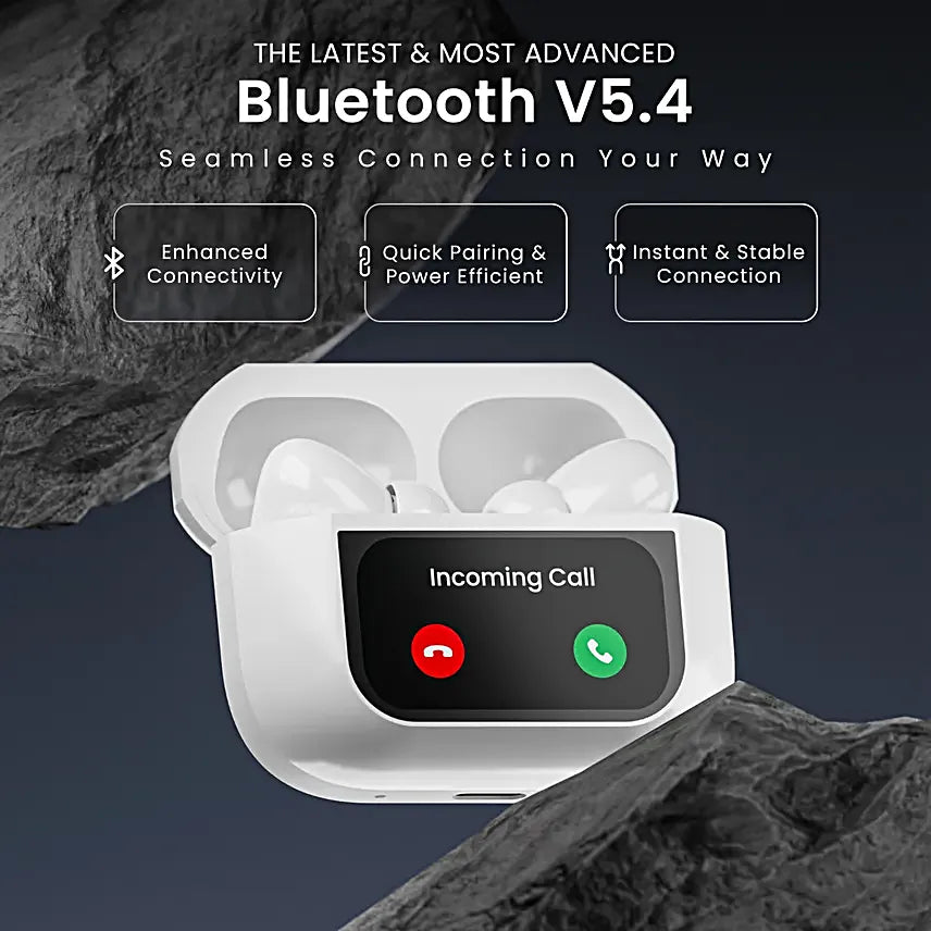 ScreenPods: Screen TWS Bluetooth Earbuds with 32 db ANC + ENC and On Case Display