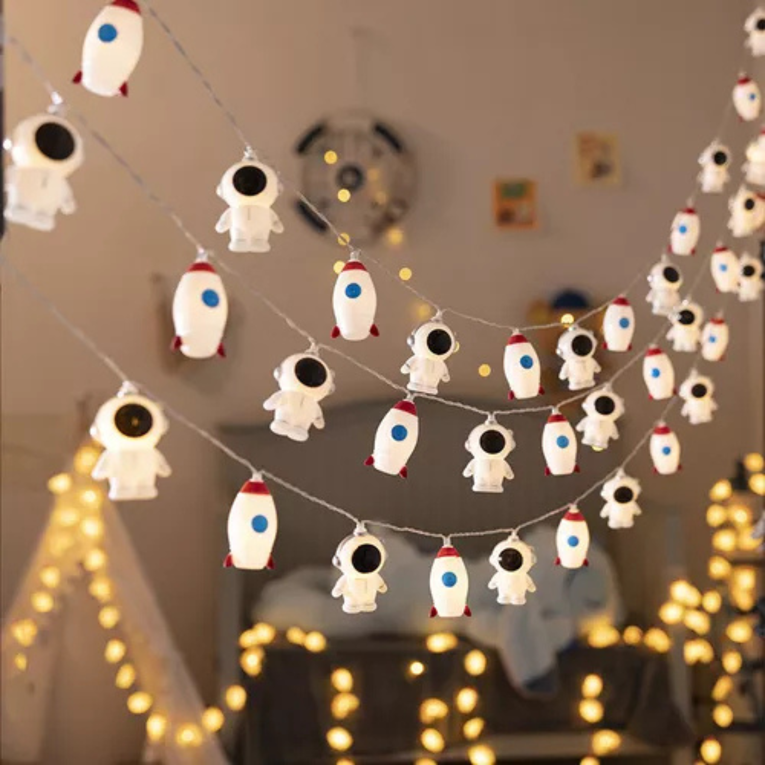 SpaceMan: USB Operated Astronaut & Rocket String Fairy Lights